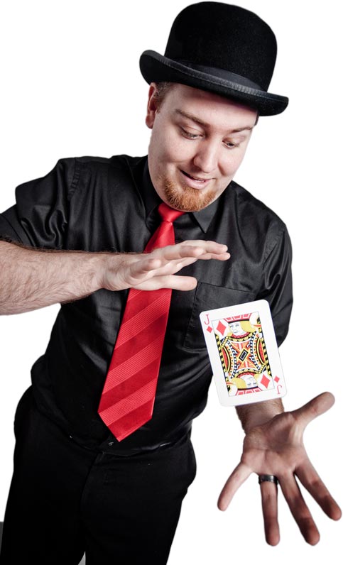 Toronto magician Magic Matt floating a card.